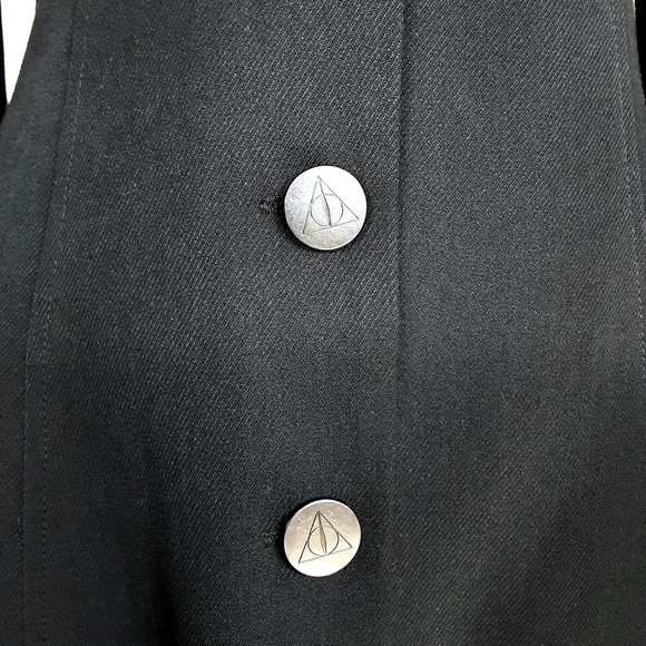 Harry Potter Hot Topic Deadly Hallows Black Button Up Jacket Size XS~No Hood - Picture 7 of 13
